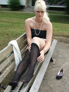 Taking Off Ballerinas Nylon Stockings And Handcuffs