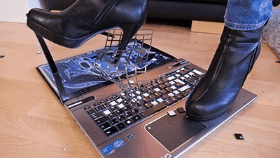 Crushing The Slave’s Laptop Under My Booty And High-heeled shoes