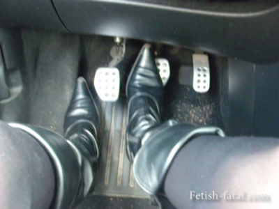 Driving With Beautiful Boots And Black Pantyhose Hummmmm